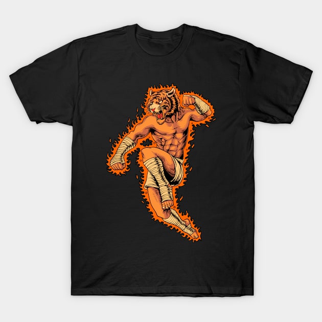 Tiger Boxing T-Shirt by phsycartwork